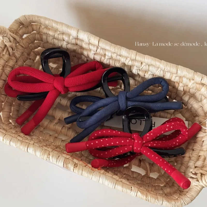 

Милая и милая тканевая заколка в горошек с бантом, заколка для волос на затылке, заколка в виде акулы, аксессуары для волос, новые модели