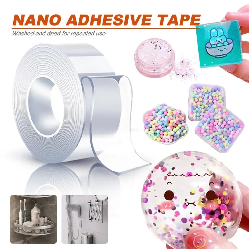 DIY Craft Pinch Toy Making Blowable Bubble Tape Non-marking Double-sided Adhesive Reusable Color High Sticky Nano Tape