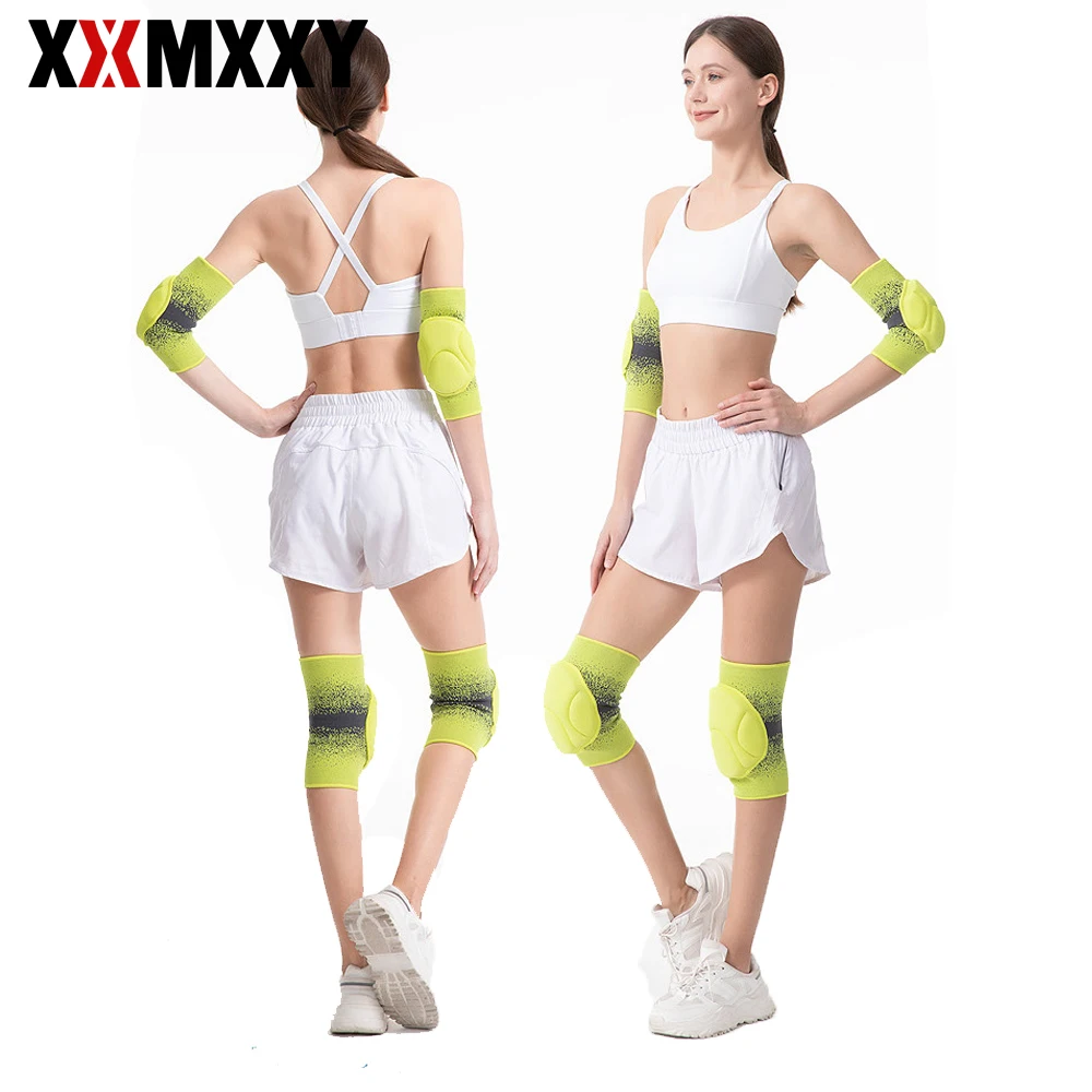 

1 пара налокотников и наколенников для волейбола/футбола для мужчин и женщин, толстые губчатые теплые рукава с защитой от ударов для футбола и волейбола