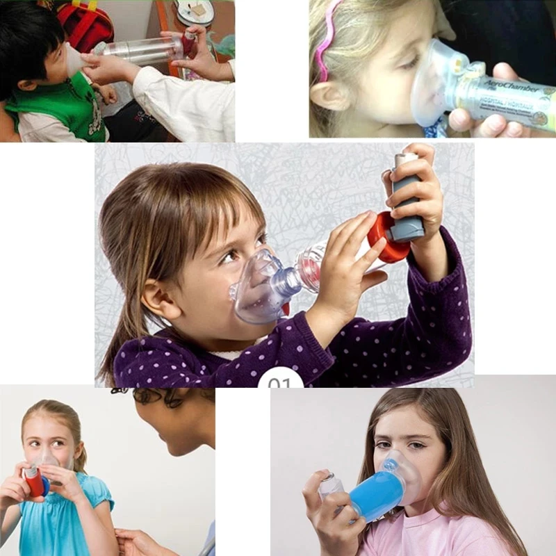 Child Adult Buffer Inhale Chamber Automizer Spacer Mist Storage Compressor Nebulizer Tank Aerochamber with Mask Cup Mouthpiece