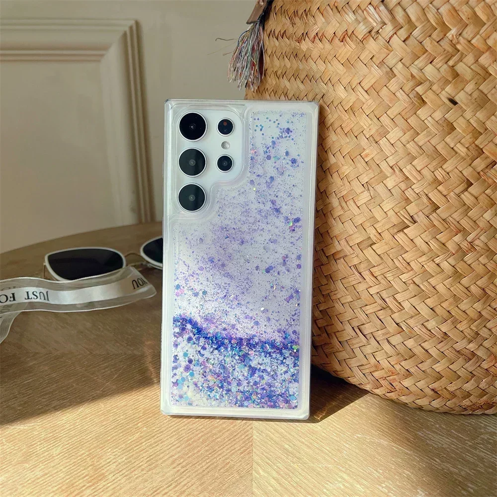 Серебристый чехол Bling Glitter для Samsung S20 S21 FE S22 S23 Note20 Ultra Note10 Plus A72 A73 A52 A14 Мягкий чехол из ТПУ с зыбучим песком