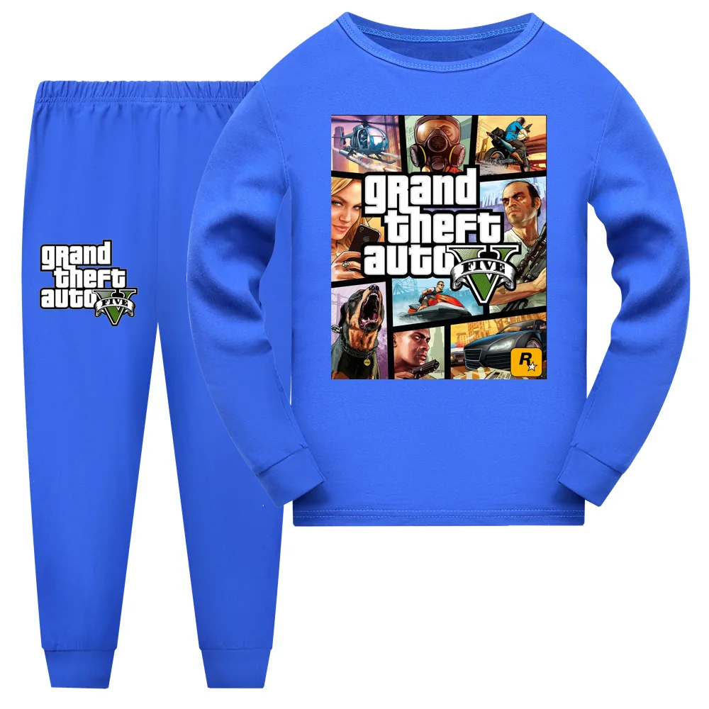 Grand Theft Auto Game GTA 5 Clothes Baby Girls Homewear Boys Nightwear Pajamas Teenager Kids Pyjamas Children Christmas Pijama