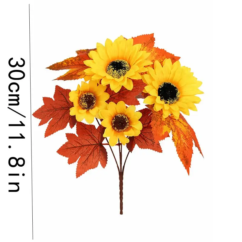 2026 Herbstdekoration Künstliche Herbstblumen Kunstseiden-Rosen-Sonnenblumen-Bouquet für Heim-, Hochzeits-, Garten- und Tischdekoration – Detail 8