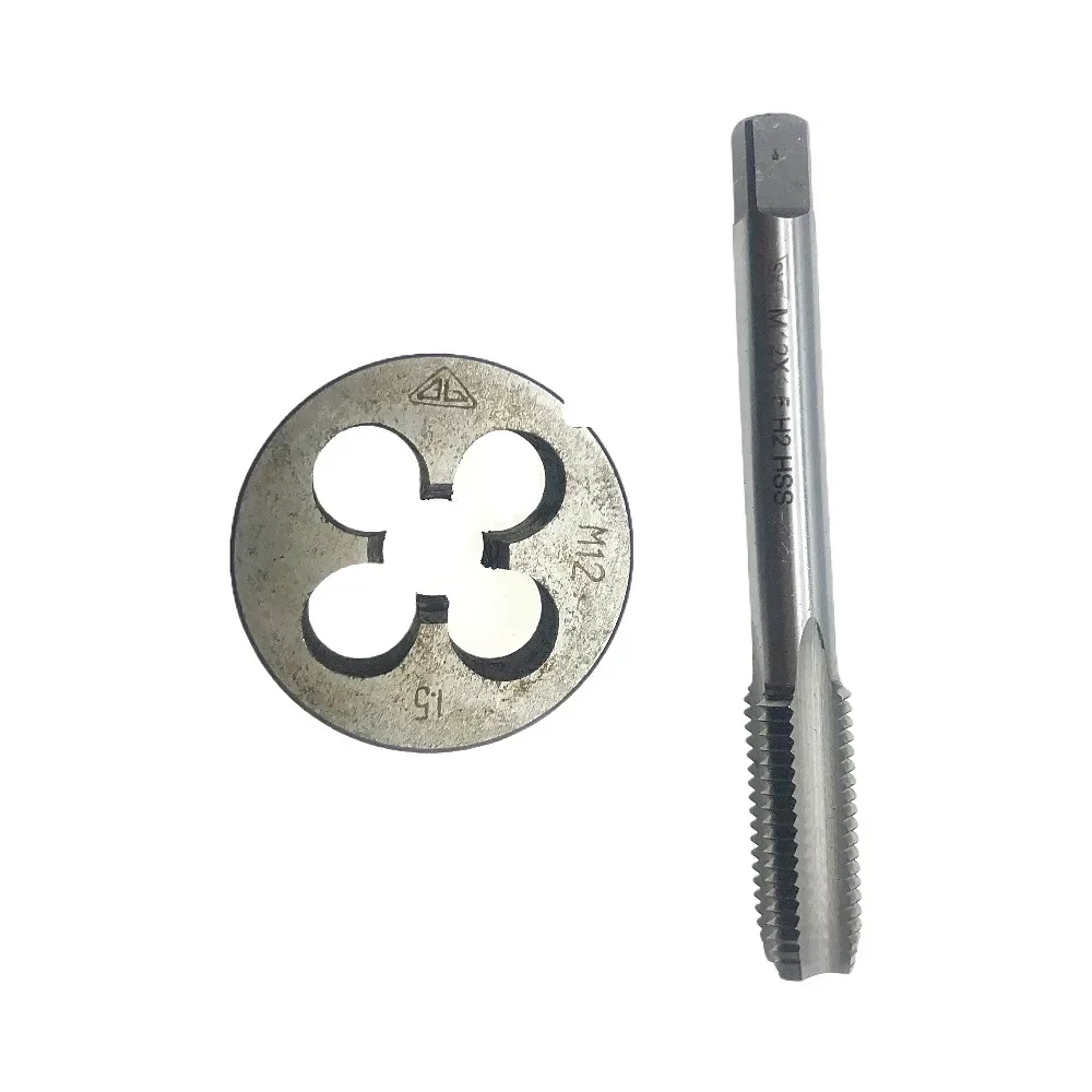 

M12 x 1.5 Tap and Die Right Hand Threading Tool M12 x 1.5 Metric Tap Die Set High Speed Steel HSS M12x1.5 Tap Set Hand Tools