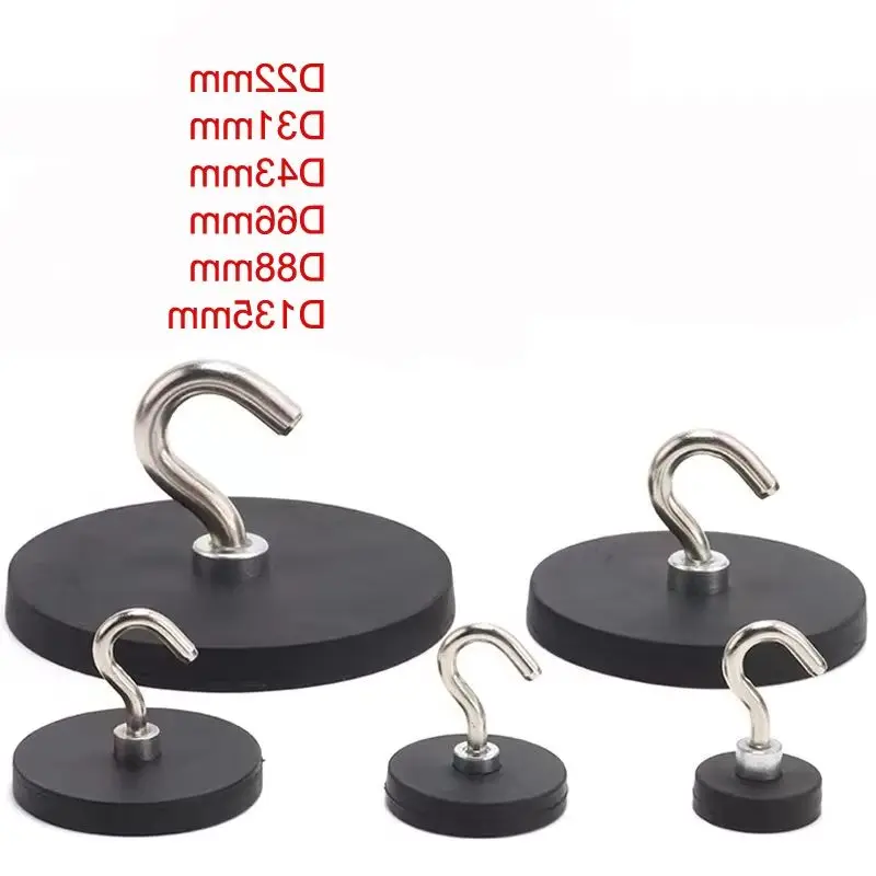 4/8 43/66mm Rubber Wrap Hook Magnet Encapsulated Hanging Ring Strong Magnetic Magnet Not Hurt The Car Paint Fixed Tent