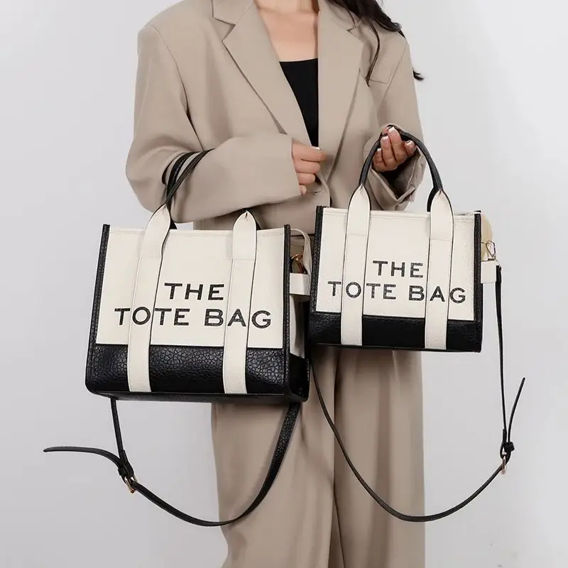 Letters Tote Bag Women\'s 2024 New Leather Shoulder Messenger Trend Fashion Color Matching Designer Bag Large Capacity Handbags