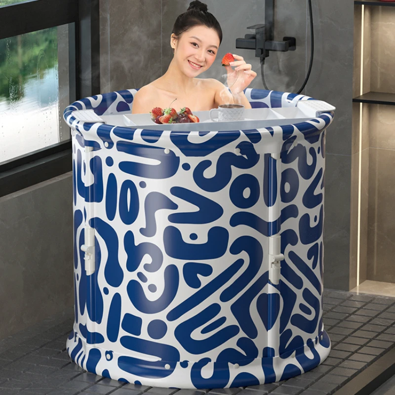 

Adult Folding Bath Basin Multifunctional Thickened Insulation Bath Bucket Space-Saving Swimming Pool for Relaxing Soaks