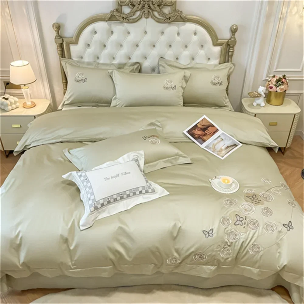 

Svetanya Embroidery 600TC Bedding Egyptian Cotton Duvet Cover Set Queen King Size Bed Linens Sheet Pillowcase