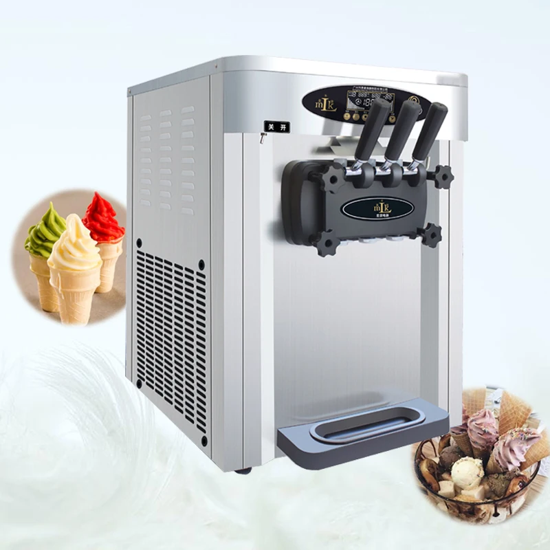 Desktop Soft Ice Cream Machine Stainless Steel Freezer Ice Cream Makers Vending Machine English Operating System