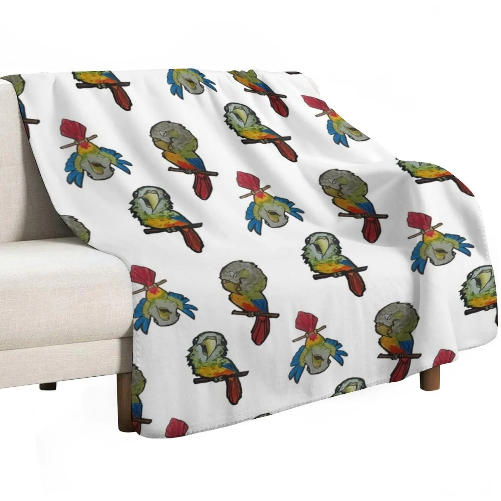 Pineapple green cheek conure collection Throw Blanket Sofas Vintage Summer Custom Camping Blankets