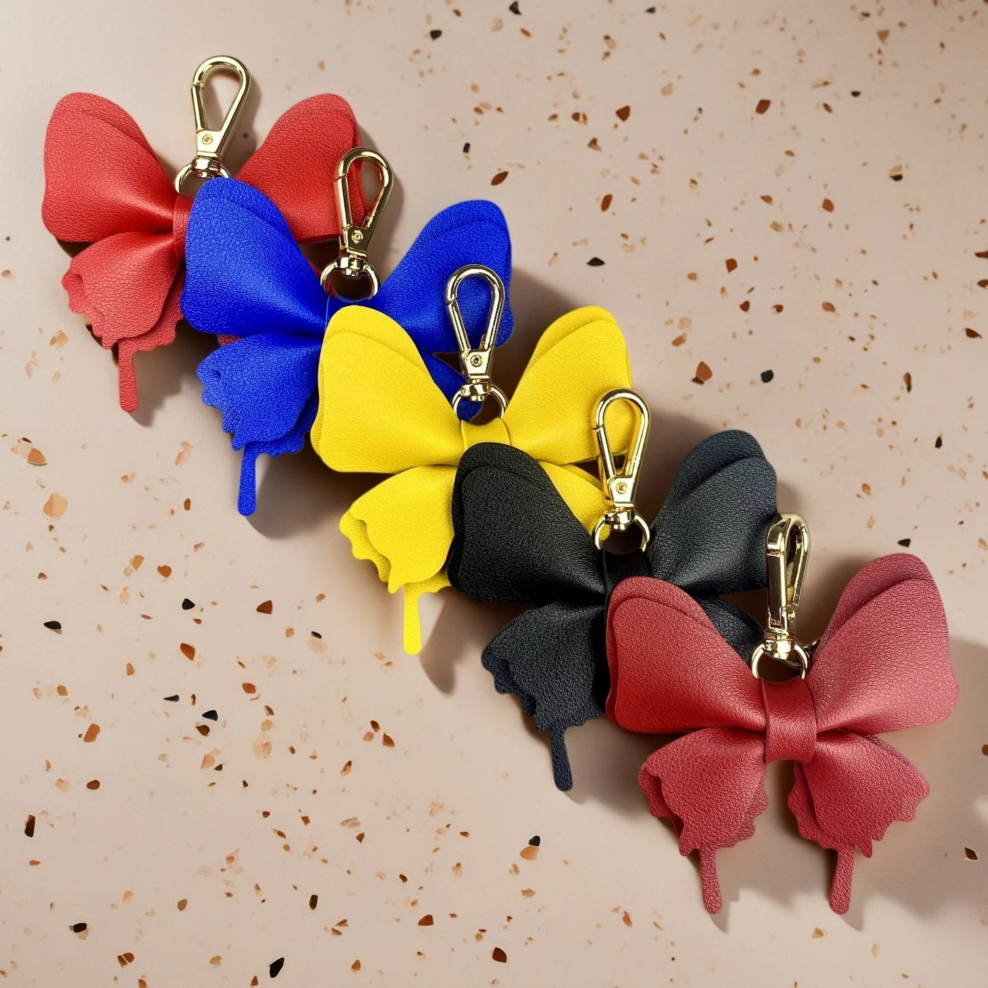 Elegant Double-Layer PU Leather Butterfly Bag Charm Keychain-Stylish Bohemian Pendant for Women's Tote, Shoulder Bag & Backpack