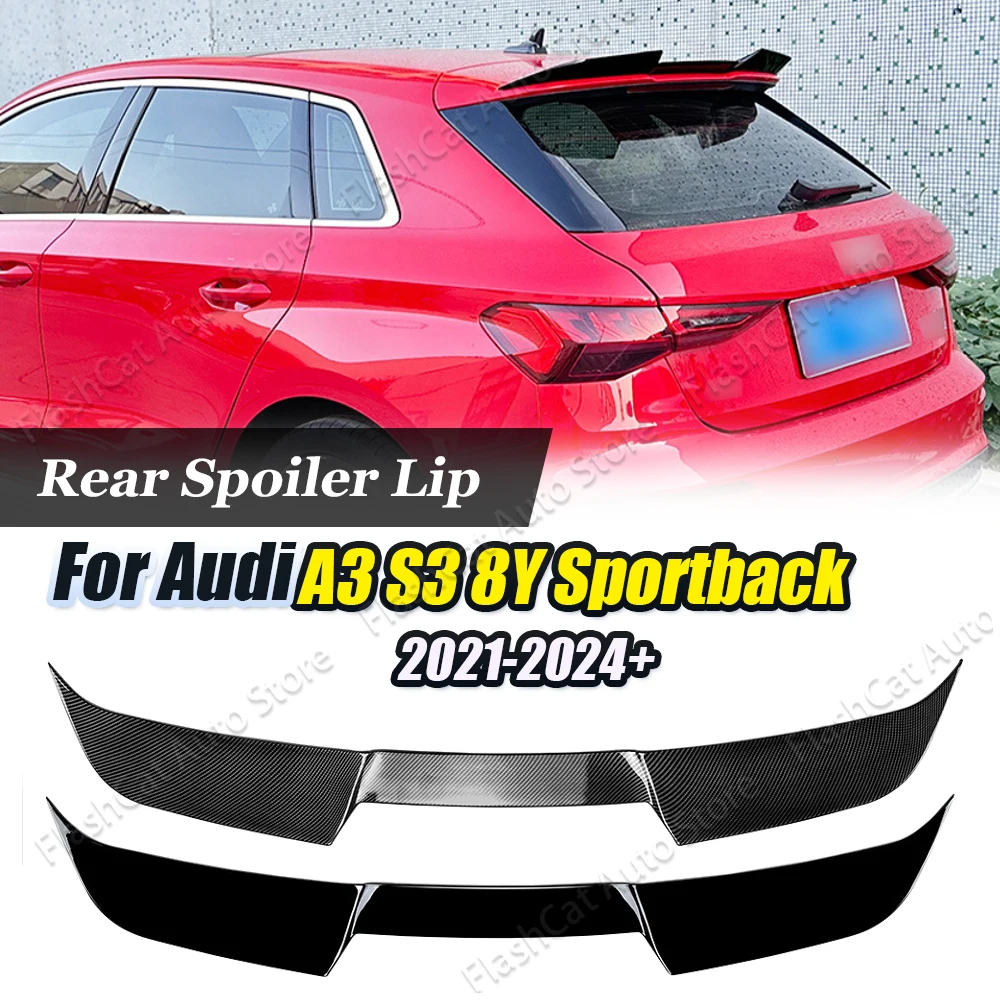 

For Audi A3 S3 8Y Hatchback Sportback 2021 2022 2023 2024 Car Rear Roof Spoiler ABS Trim Trunk Tail Wing Spoiler Body Kit