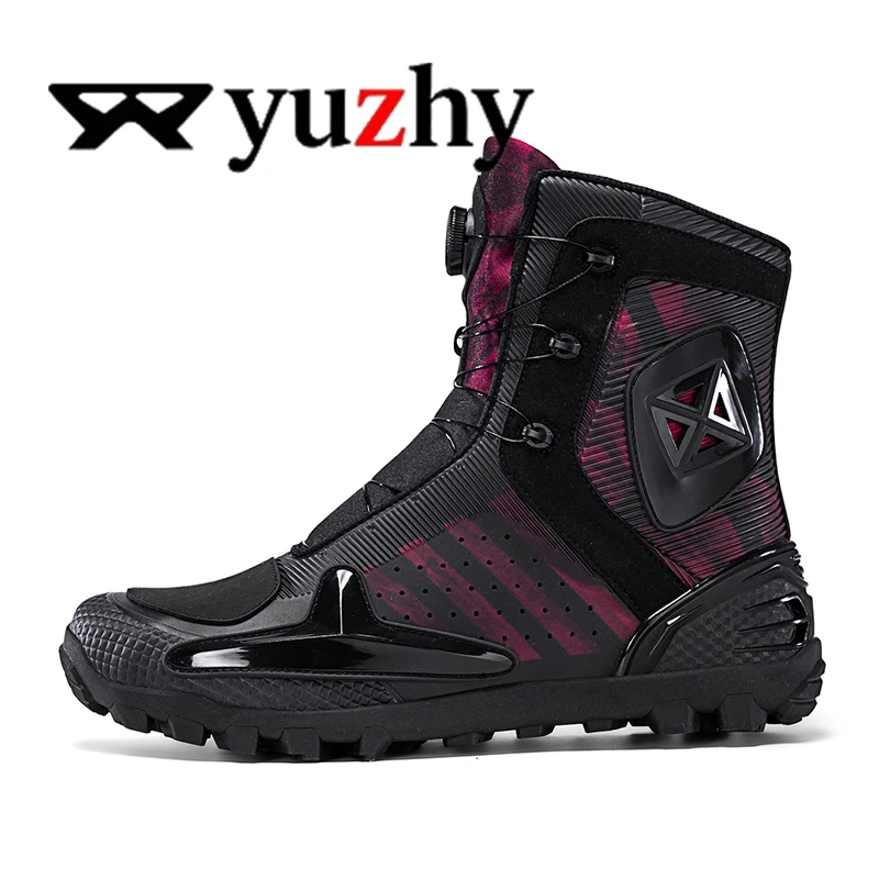 Lexsan Motorcycle Boots Men Leather Motos Breathable Anti Slip Wear-resistant Riders Boots Motorbike Racing Ankle Length Shoes