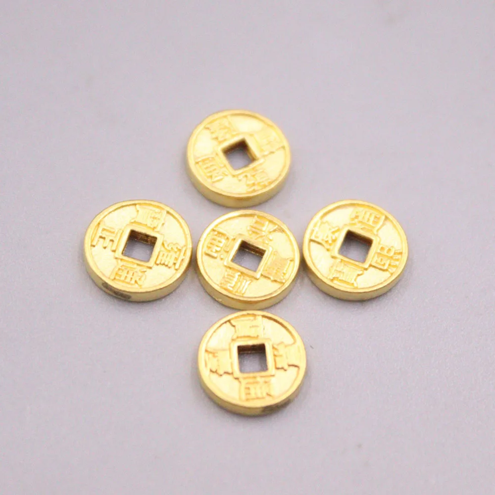 1PCS Pure 999 24K Yellow Gold Men Women 8mm Five Emperors Pendant 0.14-0.2g