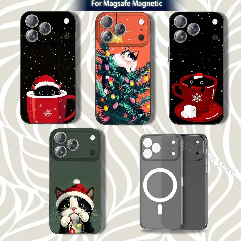 

C-Christmas-S C-Cat Phone Case For iPhone 16,14,11,17,13,15,12,Air,Plus,Pro,Max,E,Mini Grey Frosted for MagSafe Magnetic