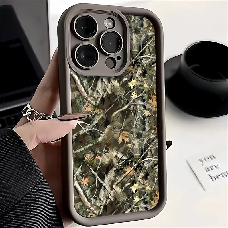 Casing Ponsel Sederhana Kamuflase Hutan untuk Xiaomi Redmi Note 14 13 12 Pro Plus 4G 5G 14C 13C 12C 11 11S 10 10S 12S Sampul Tahan Benturan