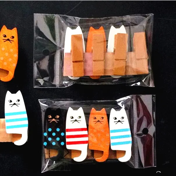 4pcs/lot Cool And Funny New Lovely Cat Clothespin Craft Decoration Clips Office School Supplies Gift