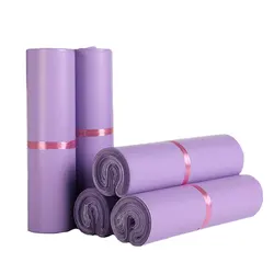 Bolsas de mensajería de plástico para ropa, embalaje autoadhesivo, color púrpura claro, impermeable, 4 tamaños, 50 piezas