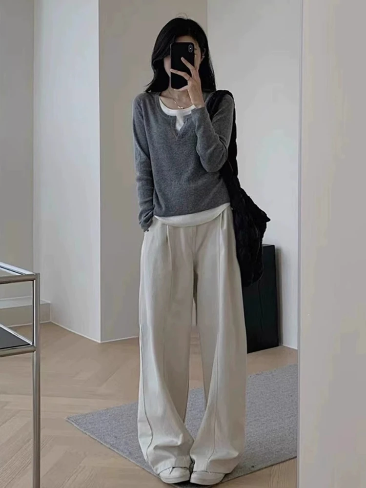 Sweater Tops Women 2024 Women's Autumn And Winter Black V-Neck Sweater Long Sleeved Knitted Sweater Autumn Women's Jumper Blazer