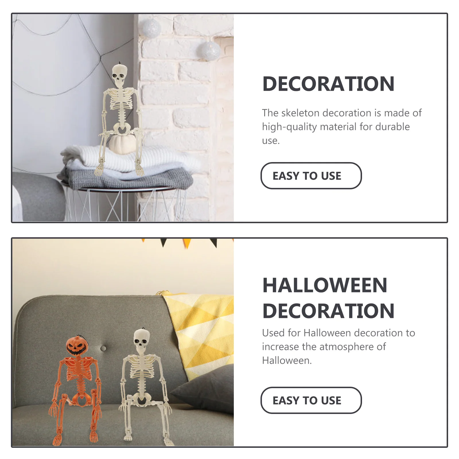 

2Pcs Skull Halloween Decor Creepy Ornament Scary Halloween Party Prank Prop Scene Layout Decor