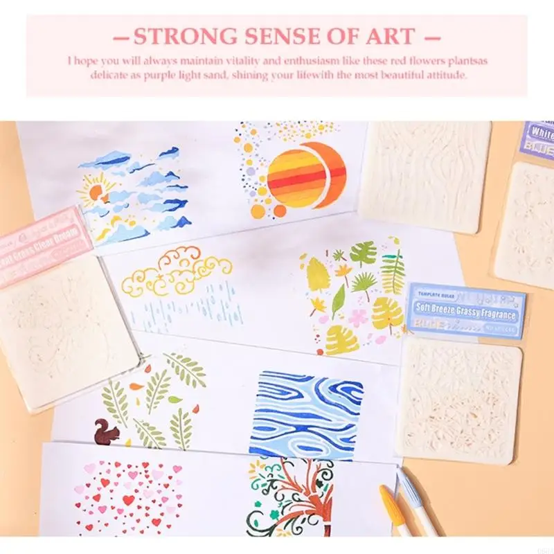 6 шт. трафареты с цветами для живописи, трафареты для журналов, декоративный шаблон с цветами