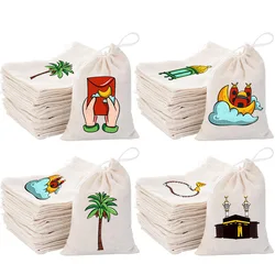 6pcs Eid Mubarak Candy Biscuits Sack Muslim Islamic Ramadan Kareem Iftar Party Happy Al-Adha Kid Guest Family Present Gift bags