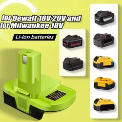 DM18RL conversion battery adapter for Dewalt 20v and Milwaukee 18V lithium batteries, convertible for Ryobi power tool drills