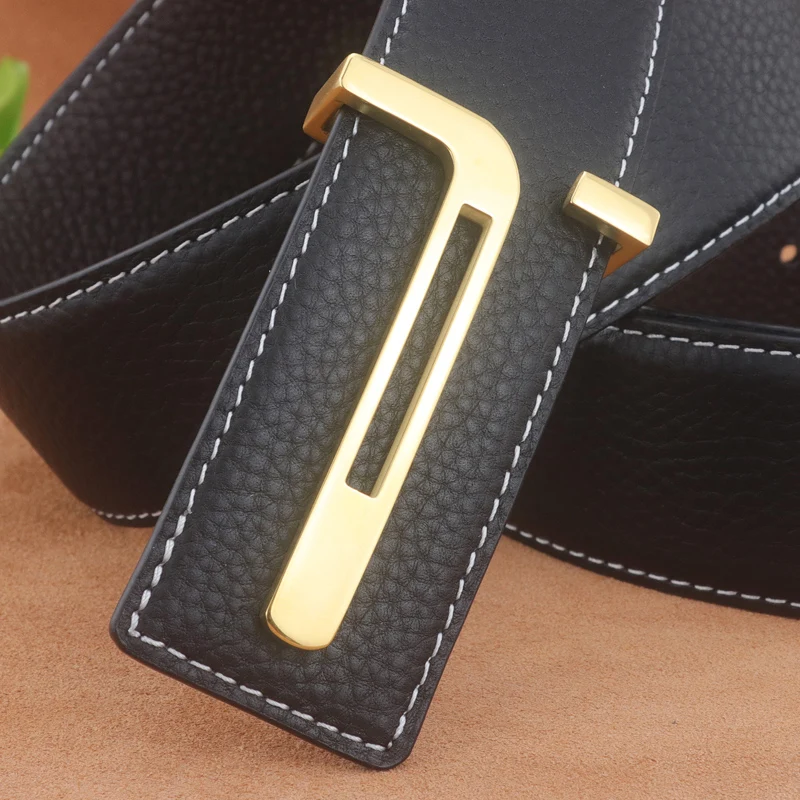 High Quality T Letter Designer Belt Denim Formal Leather Black Belt Men Fashion Luxury Designer Leather Belt