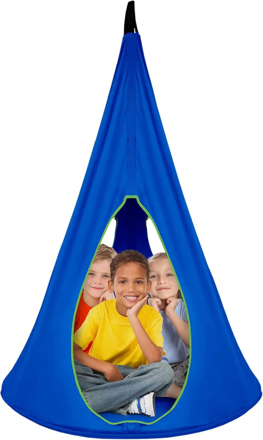 

Подвесное кресло-гамак для детей - Прочное подвесное кресло с регулируемой веревкой - 2 окна и 1 вход - Сенсорная качель-палатка на дерево