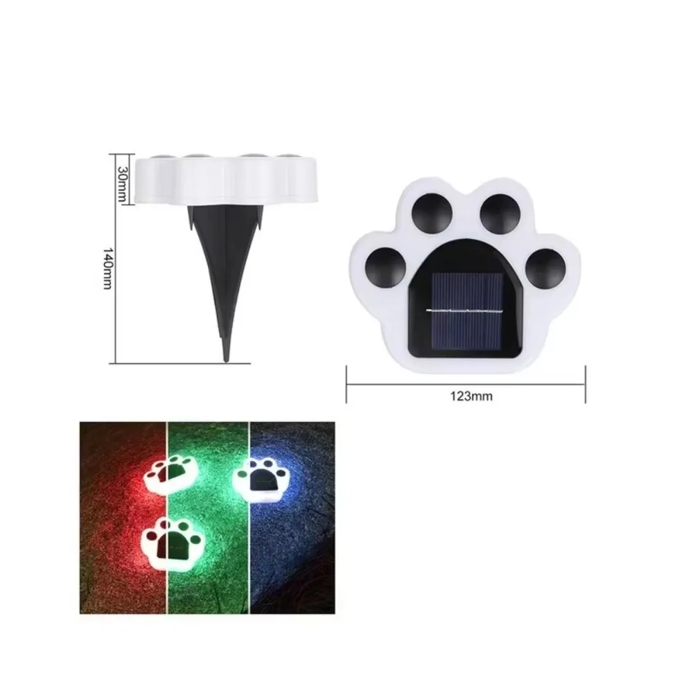 Outdoor Colorful LED Solar Light Cartoon Bear Paw Print Solar Light Ground Buried Lawn Light LED Street Path Decoration
