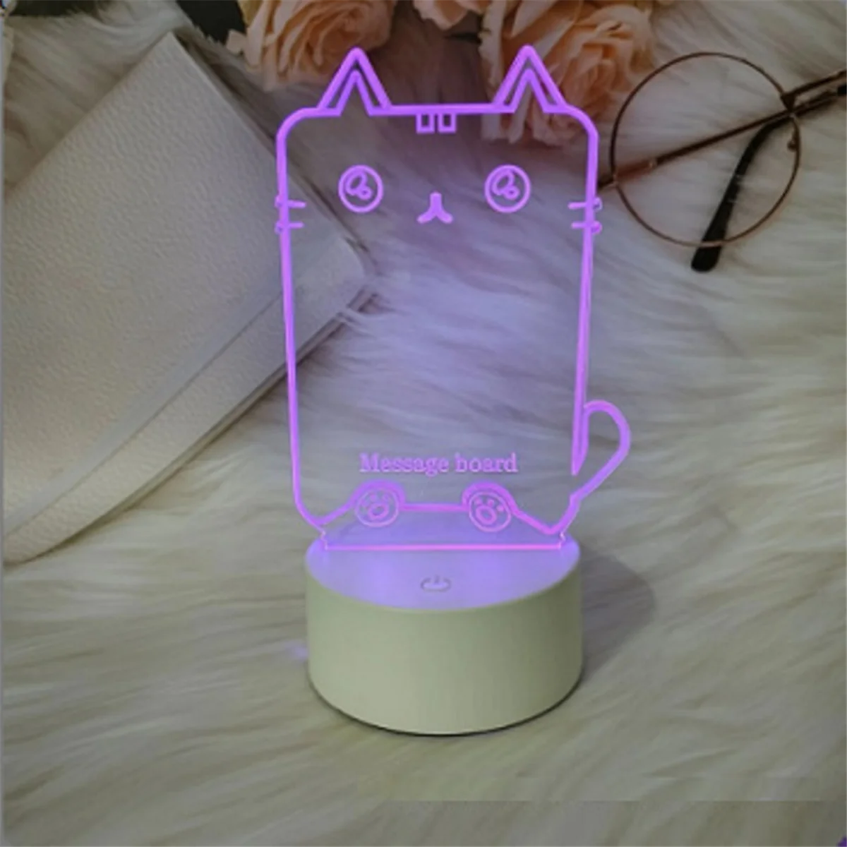 ONCE Transparent LED Night Light USB Night Light Erasable Writing Board Desktop Decoration Cat