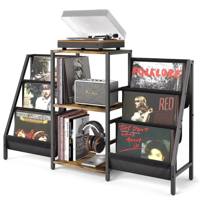 living room furniture metal frame mdf vinyl rack cd display cd stands record player stand for home