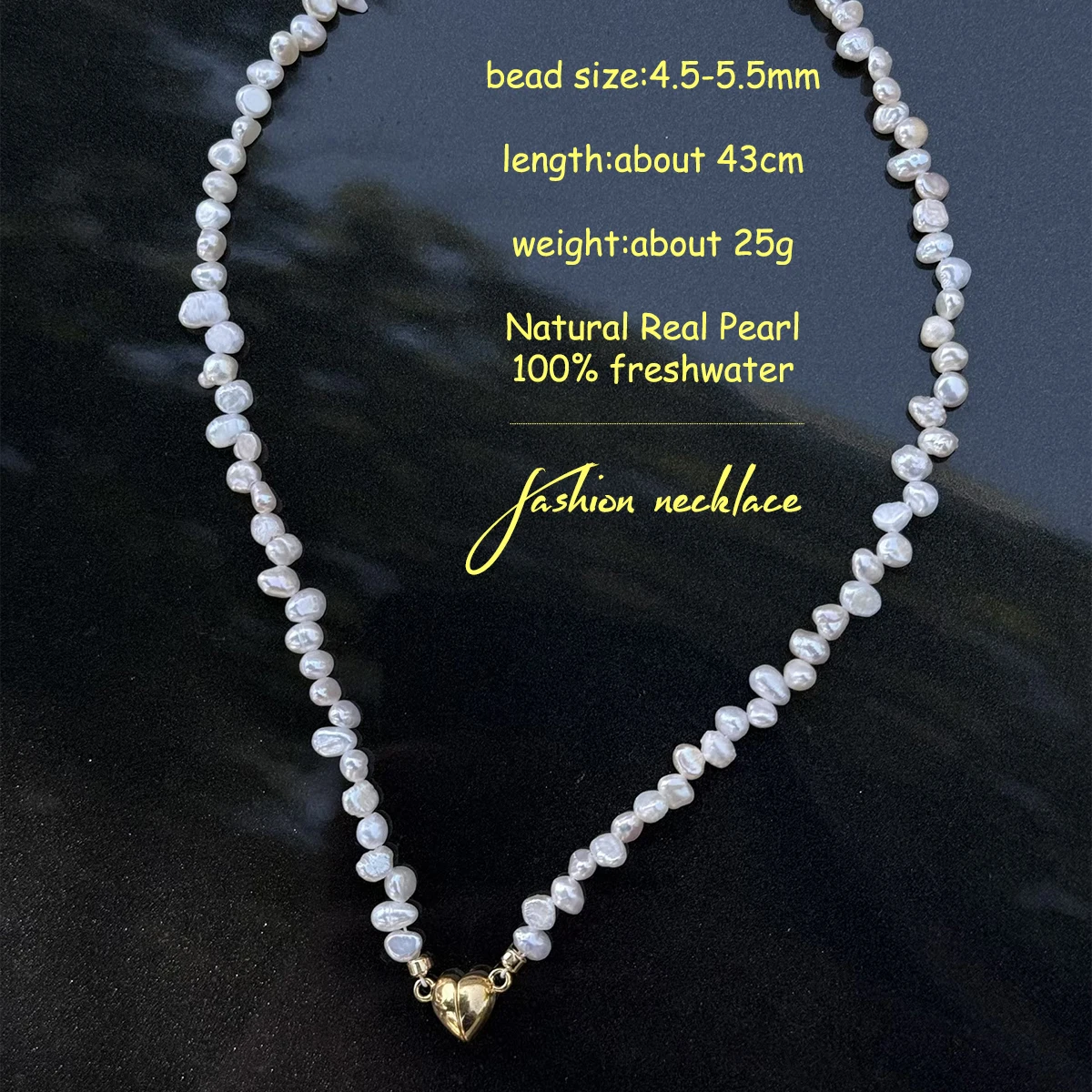 

﻿ Elegant Freshwater Pearl Necklace For Women Heart Pendant Necklaces Luxury Natural Pearls Chain Necklaces Korean Jewelry Girl