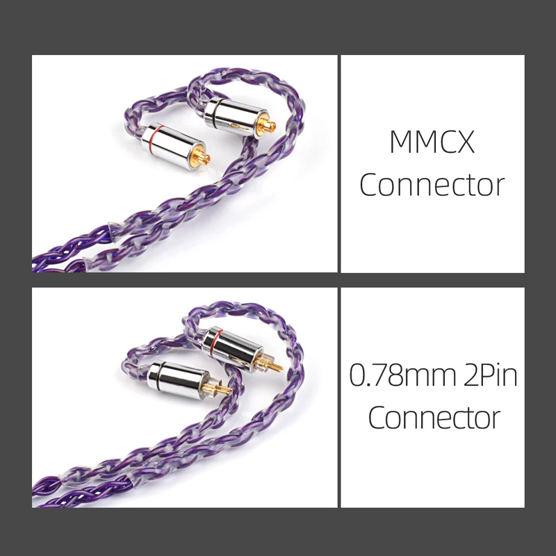 NiceHCK – câble Audio violet 8 brins, fil d\'écouteurs en cuivre FURUKAWA 3.5/2.5/4.4mm MMCX/0.78mm, 2 broches pour M5 Zetian Wu