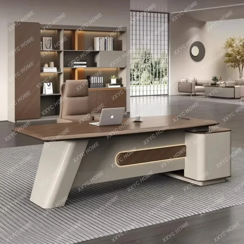 XX Boss Manager Desk, Premium Business  Single Desk and Chair Combination, High-End CEO Computer Desk