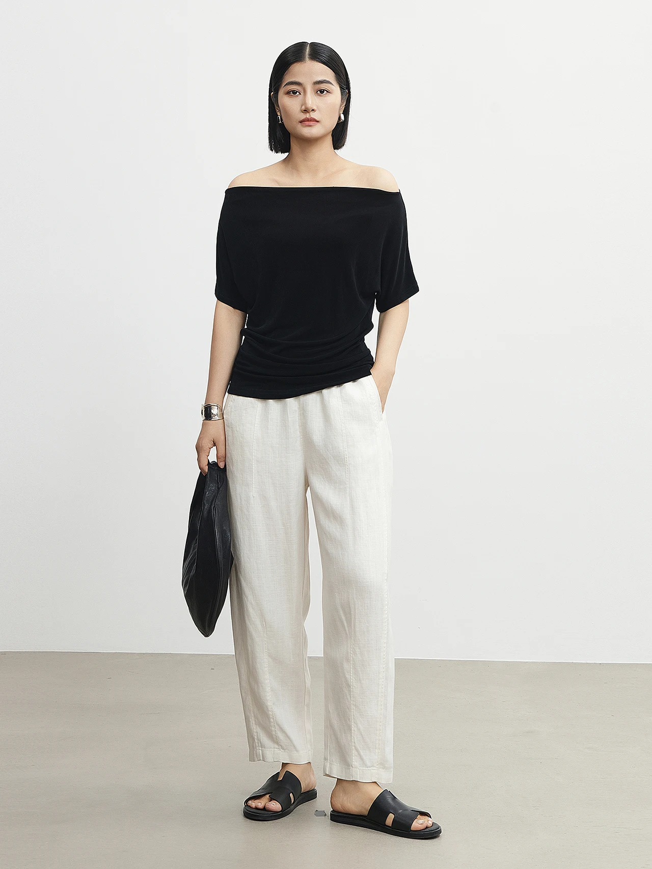 

Женская летняя эластичная облегающая футболка Xinye Ni из высококачественного ацетата с одним открытым плечом и коротким рукавом