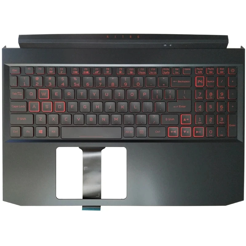F+ NEW Russian/US Laptop Keyboard with Red Backlight Palmrest Upper For Acer Nitro AN515-44 AN515-55