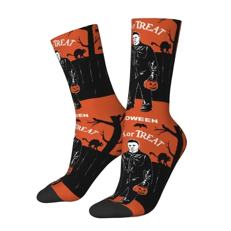 Funny Halloween Michael Myers Socks Women Men Male Warm Breathable 3D Printed Horror Movie Killer Sports Basketball Socks