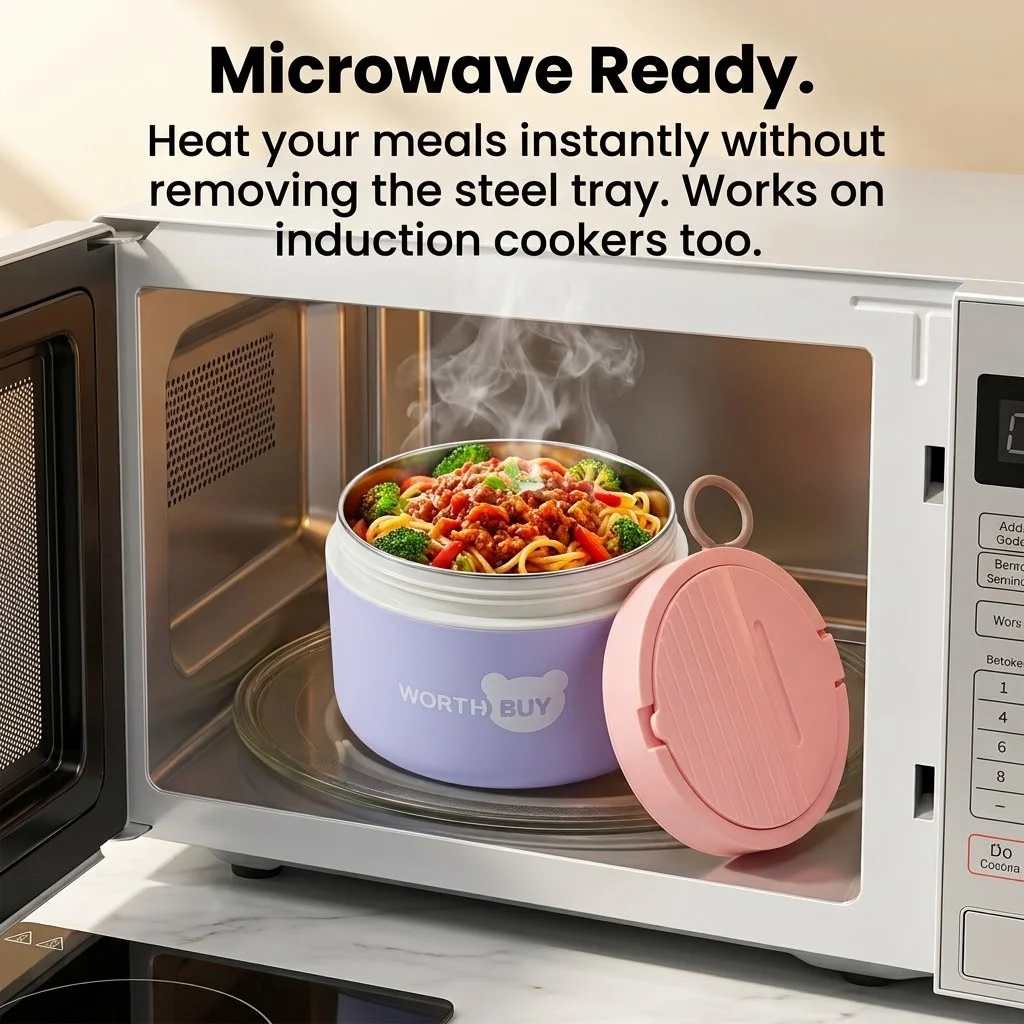 304 Stainless Steel Thermal Lunch Box Kids School Bento Box Microwave Food Storage Container Leakproof Soup Thermos with Cutlery view 3