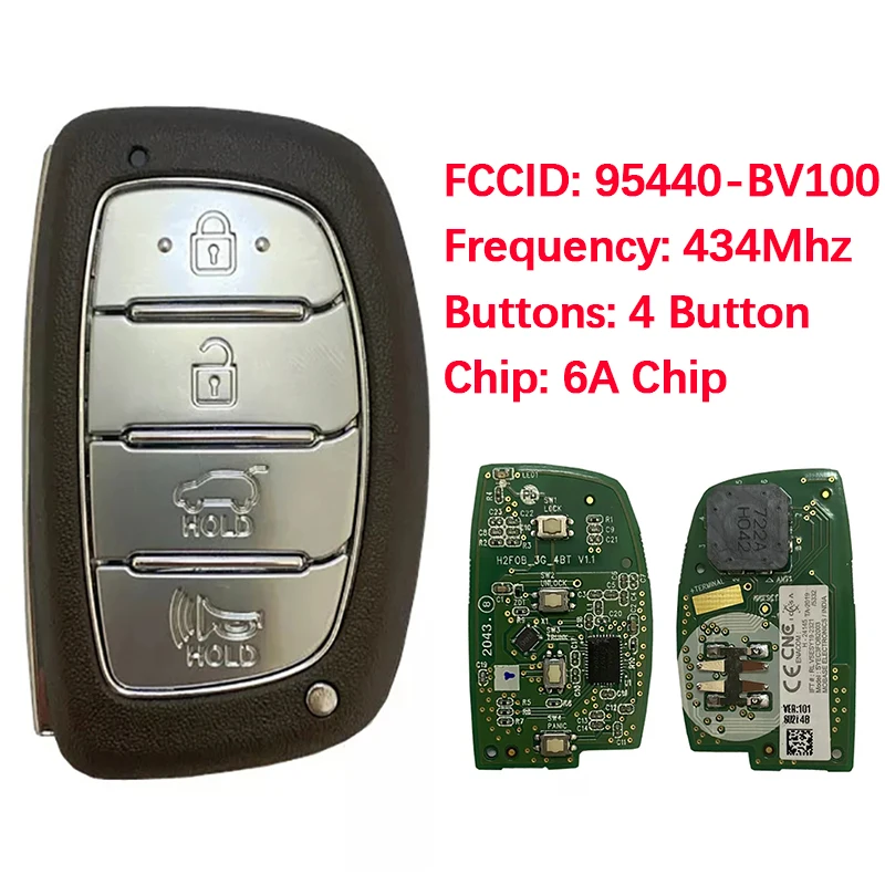 

CN020170 оригинальный 4-кнопочный смарт-ключ дистанционного управления FCC 95440-BV100 6A чип 434 МГц Keyless Go для Hyundai Creta 2021