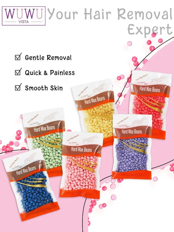  WUWUVISTA 100g/3.52oz Hot Wax Hair Removal Depilatory Waxing Wax Beans for Wax Heater Painless for all Hairs Removal Beans 