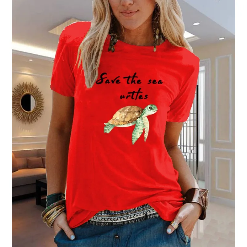 

Women's Animal Flower Print Short Sleeve T-shirt Aesthetic round Neck Top Fashionable Polyester Fabric Base Shirt