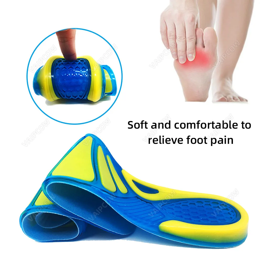 Silicone Non-Slip Gel Soft Sport Shoe Insoles Massaging Insole Orthopedic Foot Care For feet Shoes Sole Shock Absorption Pads