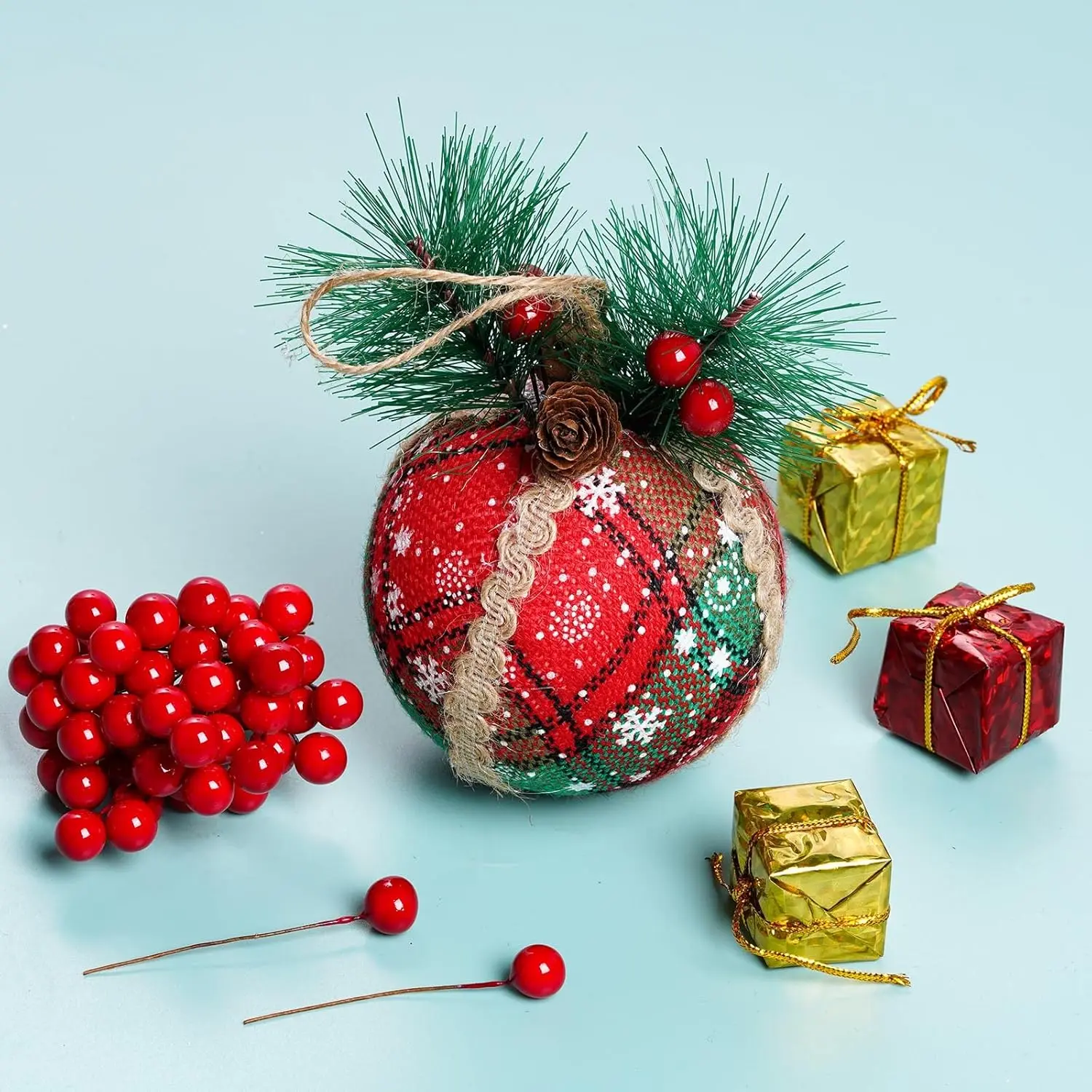 Artificial Holly Berries Mini 10 mm Fake Berries Decor on Wire for Christmas Tree Decorations Flower Wreath DIY Craft Us - view 5