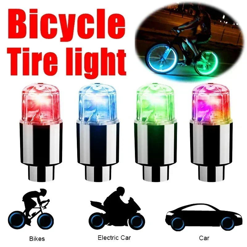 2/4/8pcs LED Tire Valve Stem Caps Neon Light Waterproof Wheel Spoke Lights LED Tire Lamp for Motorcycle Bicycle Car Accessories