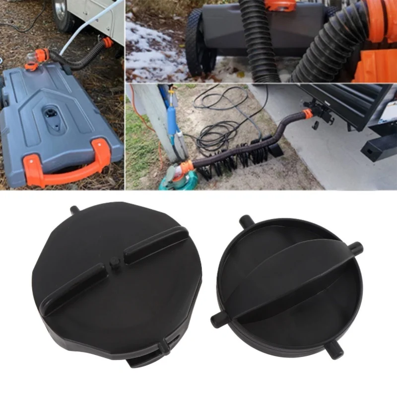 2pcs RV Sewer Cap Leakproof Snap On Double Ear Type Anti Aging Plastic Sewer Hose Cap For RV Sewer System
