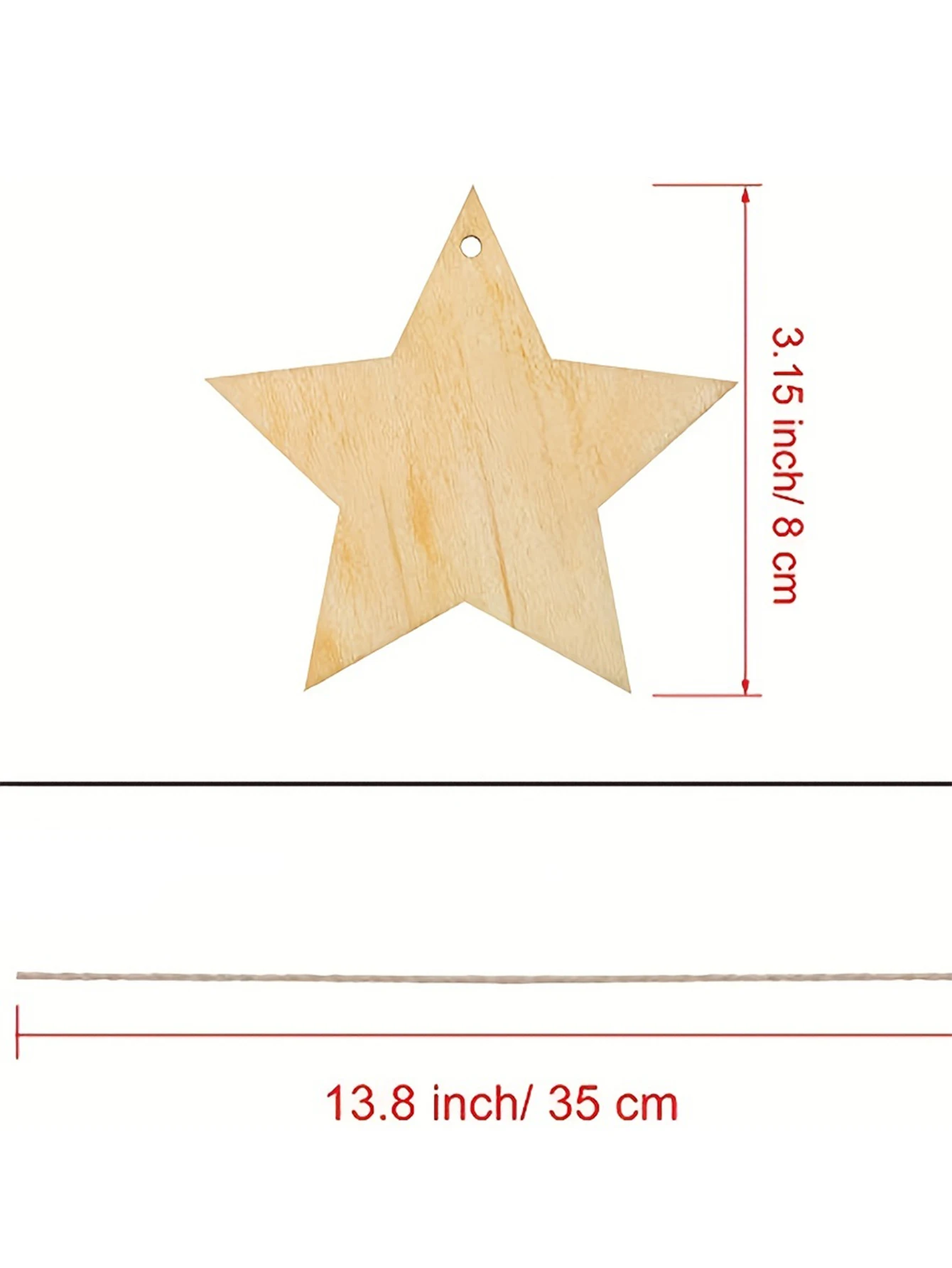 10Pcs Stars Wooden Crafts to Paint 3 inch Christmas Tree  Hanging Ornaments DIY Unfinished Wood Cutouts Christmas Decoration