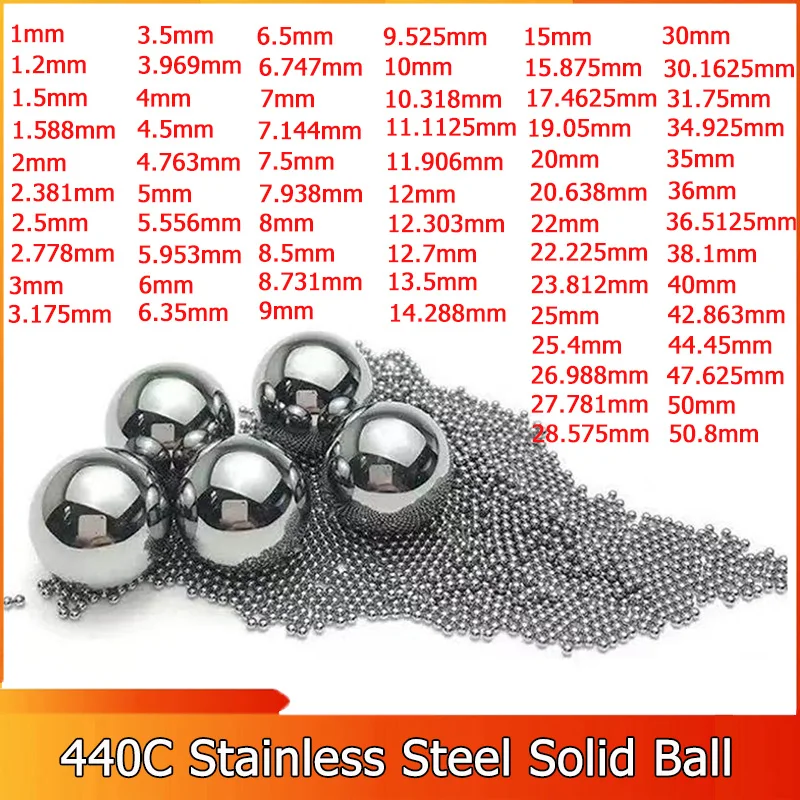 

1~100pcs 440C Stainless Steel Solid Ball Precision Smooth Bearing Steel Ball 440C Stainless Steel Ball Diameter 1~90mm