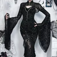 Y3ne elegante blusa flujo inspiración gótica con mangas campanas acentos encaje nuevo china chaqueta para mujeres