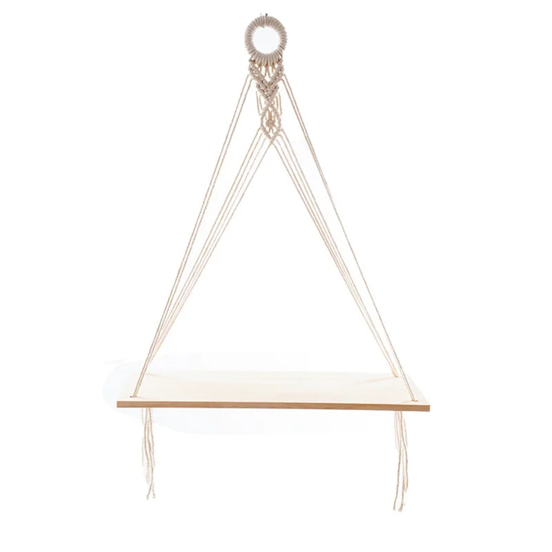 متعددة الاستخدامات 2 قطعة رف معلق البوهيمي رف خشبي النباتات العائمة حبل رفوف حامل الزخرفية C #1